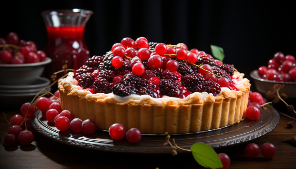 fresh homemade berry dessert rustic wood table generated by artificial intelligence scaled